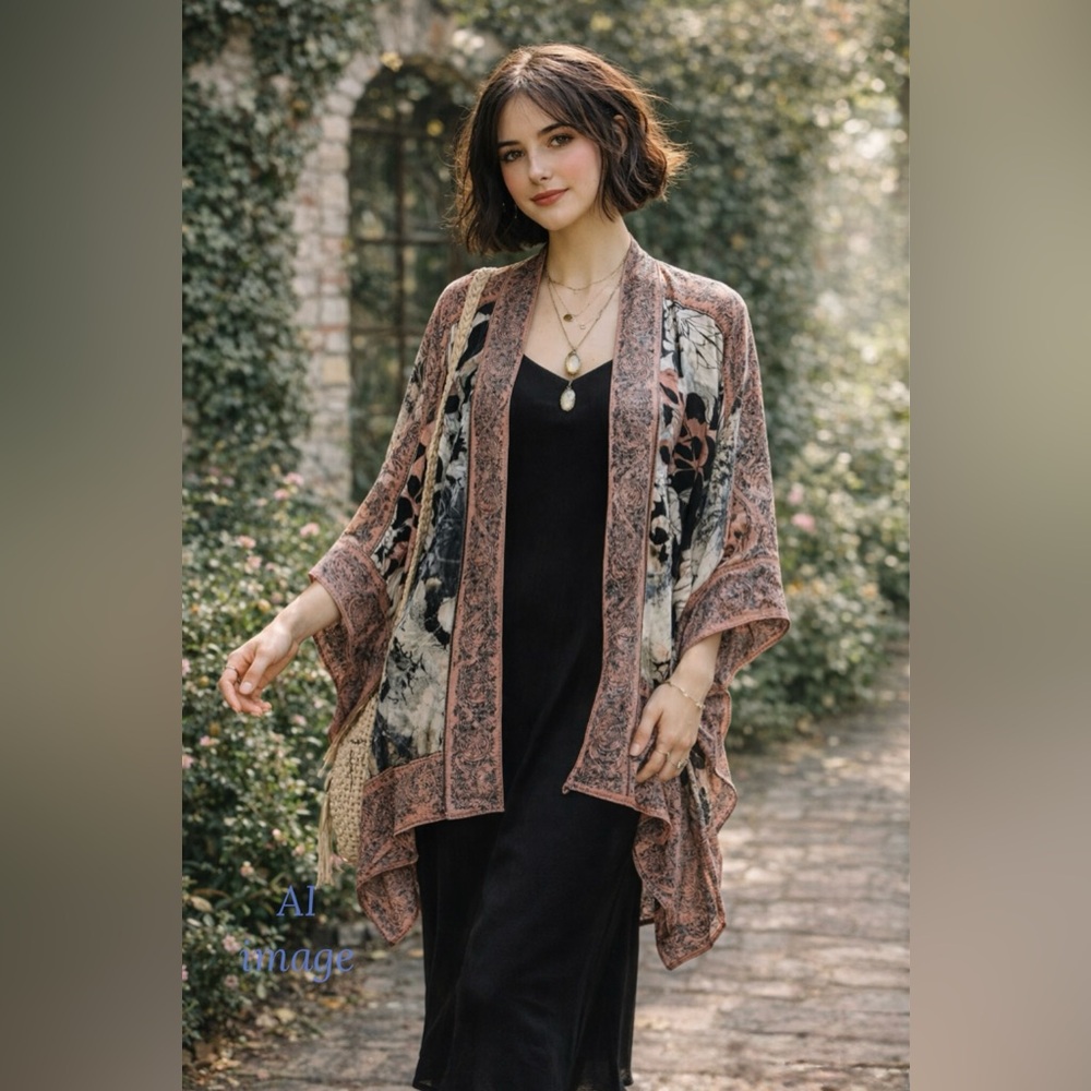 Anthropologie Tolani Collection Raelyn Kimono Night Blooms M